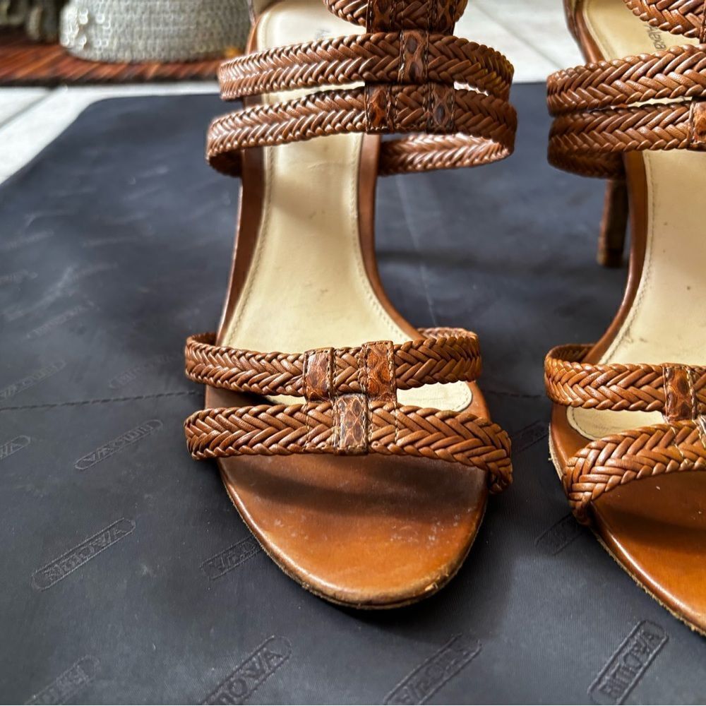 Alexandre Birman tweed cage shoes cross criss heels rope Sandals runway open toe - Picture 3 of 8